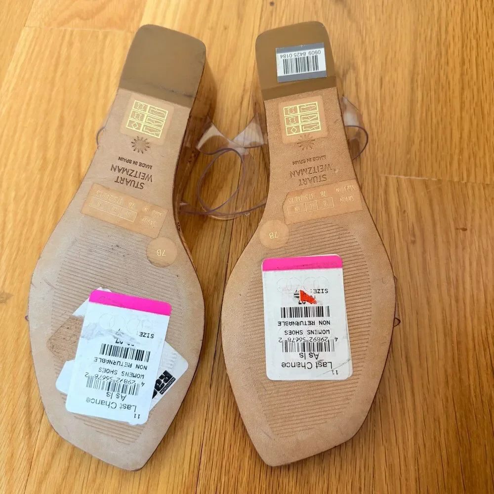 Stuart Weitzman Clear PVC Strap Cork Wedge Sandals - Picture 7 of 7
